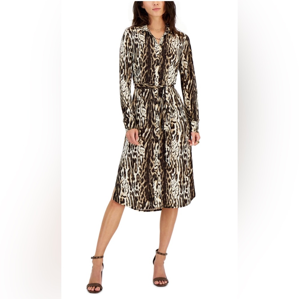INC International Concepts Animal Print Long Sleeve Dress